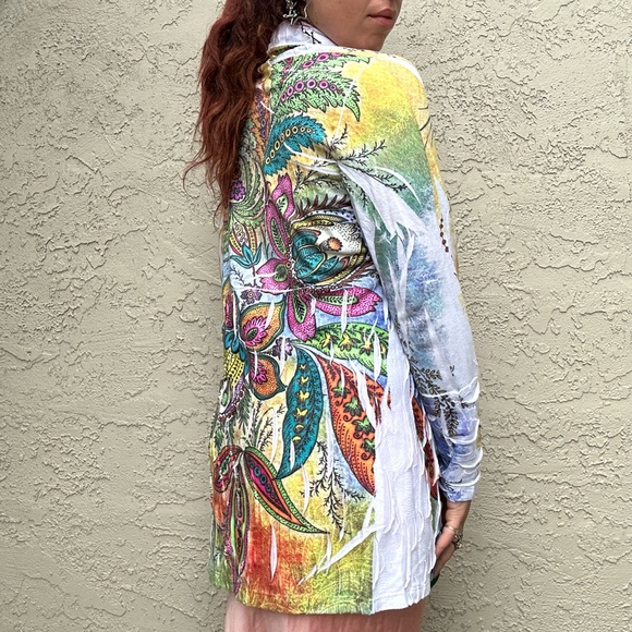 Colorful Y2k Boho Hippie Cardigan, Festival, Rave, Show, Concert, Beach Coverup - Picture 5 of 10